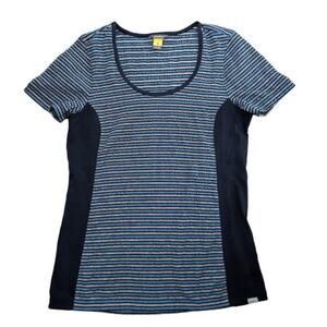 Eddie Bauer Blue Knit Double Striped Tshirt Medium